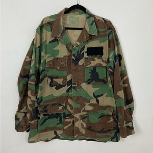 BDU Shirt Retired Woodland Camouflage Cargo Tactical Hunting Military Size Large
